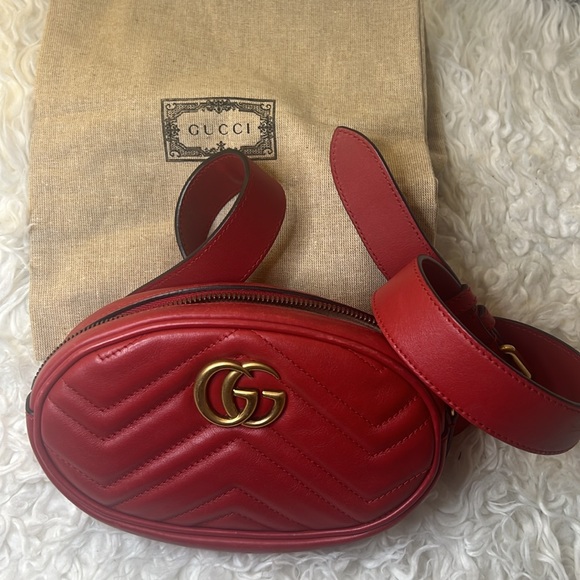 Gucci Red GG Marmont Belt bag red - Picture 1 of 14